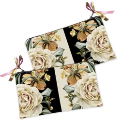 Kosmetická taška MINI – malá látková taštička s potiskem květinové zrcátko