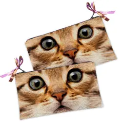 Kosmetická taška MINI – malá látková taštička s potiskem Červená kočka