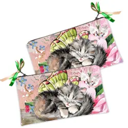 Kosmetická taška MINI – malá látková taštička s potiskem Kotě spí