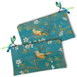 Kosmetická taška MINI – malá látková taštička s potiskem Pták na větvi