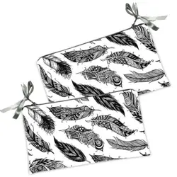 Kosmetická taška MINI – malá látková taštička s potiskem peří 