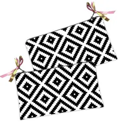 Kosmetická taška MINI – malá látková taštička s potiskem Černobílý geometrický kosočtverec