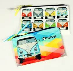Kosmetická taška MINI – malá látková taštička s potiskem Volkswagen hippiemobile