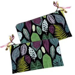 Kosmetická taška MINI – malá látková taštička s potiskem Tropické listy na černém pozadí