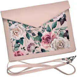 Dámský klutch konvert – elegantní sametová kabelka s potiskem Růže 