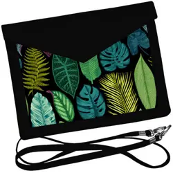 Dámský klutch konvert – elegantní sametová kabelka s potiskem Listové spojky