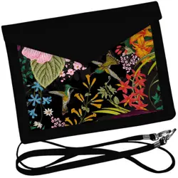 Dámský klutch konvert – elegantní sametová kabelka s potiskem Hummingbird