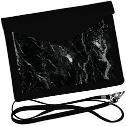 Dámský klutch konvert – elegantní sametová kabelka s potiskem Černý mramor