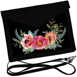 Dámský klutch konvert – elegantní sametová kabelka s potiskem Stromové pivoňky