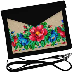 Dámský klutch konvert – elegantní sametová kabelka s potiskem Květiny