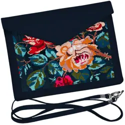 Dámský klutch konvert – elegantní sametová kabelka s potiskem Květiny