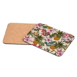 Korková podložka 25 × 19 cm –Ananasy a květiny