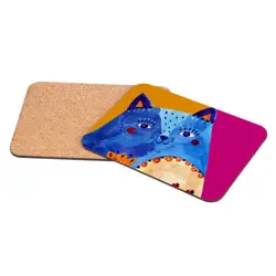 Korková podložka 25 × 19 cm – Modrá kočka