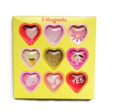 Sada magnetů (9 ks) srdce yellow
