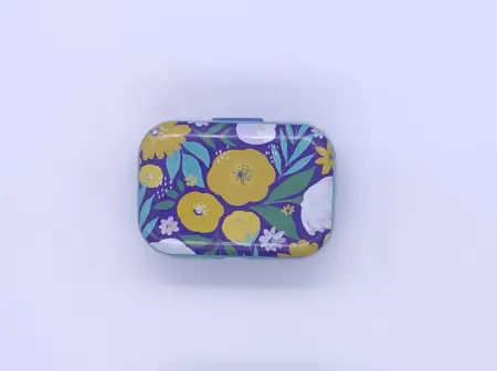 Plechová krabička Květiny zelena