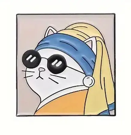 Odznak Kočka s perlou smaltovaný připínáček