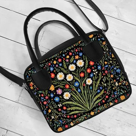 Dámská kabelka Kitto – sametový potisk Sedmikrásky a další