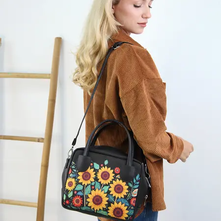 Dámská kabelka Kitto – sametový potisk Slunečnice
