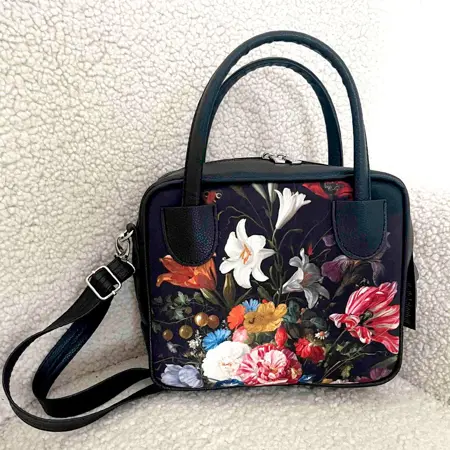 Dámská kabelka Kitto – sametový potisk  Lilie a tulipány