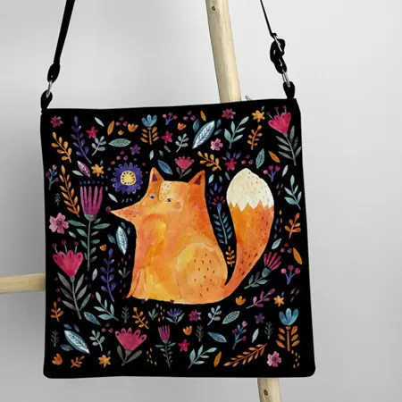 Kabelka Taystra Liška na černém pozadí