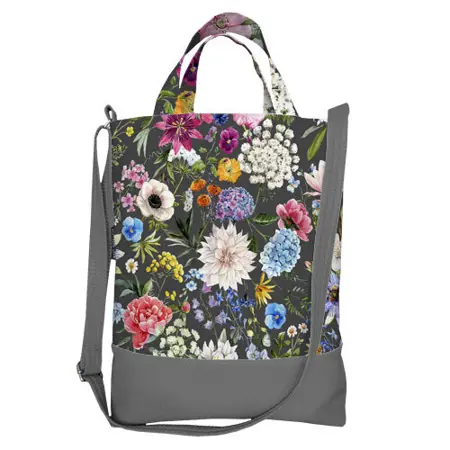 Kabelka city Luční květiny na šedém pozadí