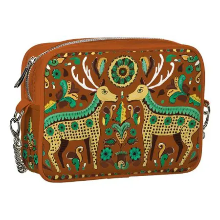 Kabelka na řetízku Cherie Jelen na hnědém pozadí