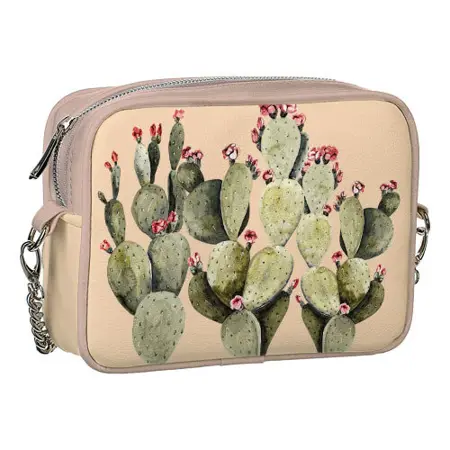 Kabelka na řetízku Cherie Kvetoucí kaktusy na práškovém pozadí
