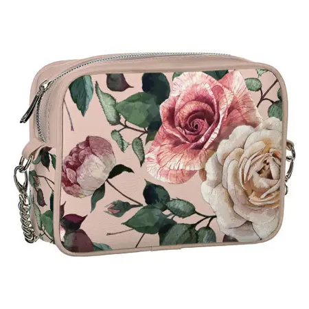 Kabelka na řetízku Cherie Růže na pudrovém pozadí