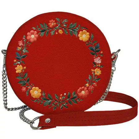 Kabelka tablet Věnec z květin (červené pozadí)