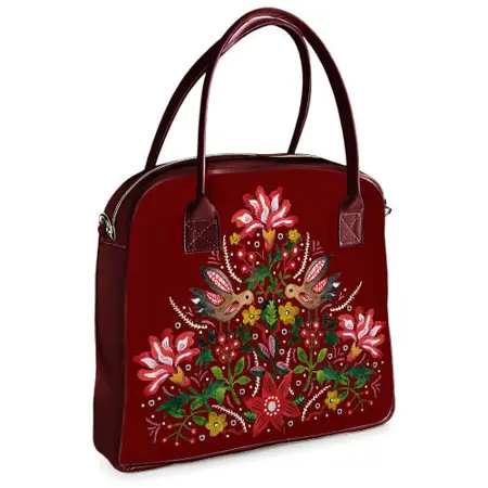  Kabelka s potiskem Oxford Divoká květina na vínovém pozadí