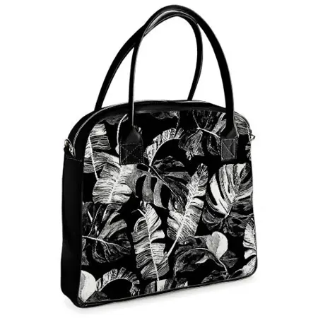  Kabelka s potiskem Oxford Černé a bílé tropické listy