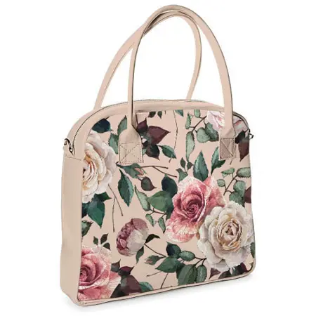  Kabelka s potiskem Oxford Růže na pudrovém pozadí