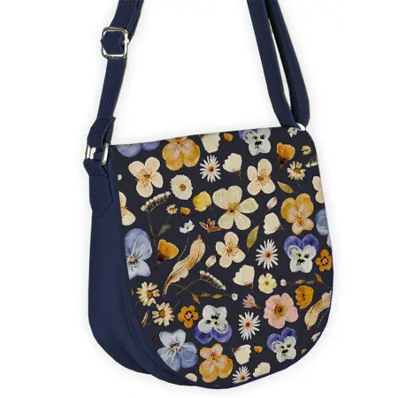 Kabelka saddle Fialky a sedmikrásky
