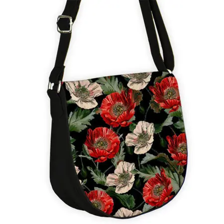 Kabelka saddle Červené a bílé máky