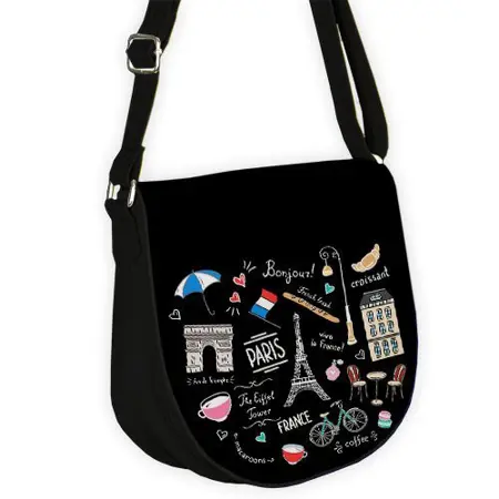 Kabelka saddle Paříž na černém pozadí