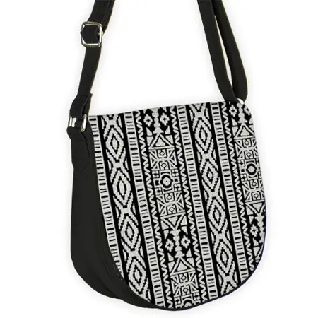 Kabelka saddle Černá a bílá ozdoba