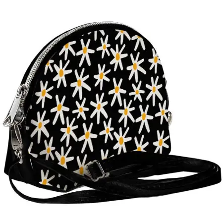 Mini kabelka  Coquette  Sedmikrásky na černém pozadí