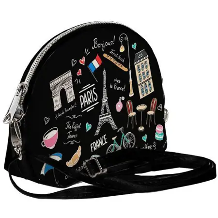 Mini kabelka  Coquette Paříž na černém pozadí