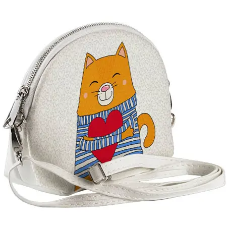 Mini kabelka  Coquette Zamilovaná kočka na bílém pozadí
