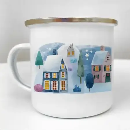 Smaltovaný hrnek Camper  Sníh a hvězdy