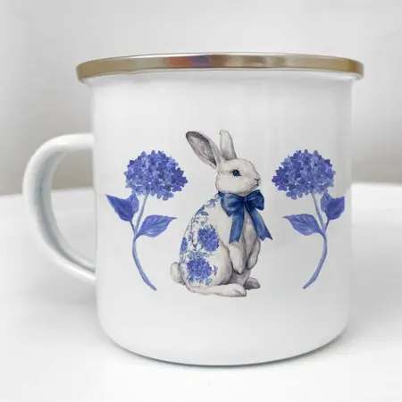 Smaltovaný hrnek Camper Zajíček s mašlí