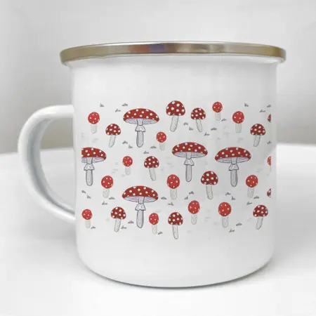 Smaltovaný hrnek Camper Houby