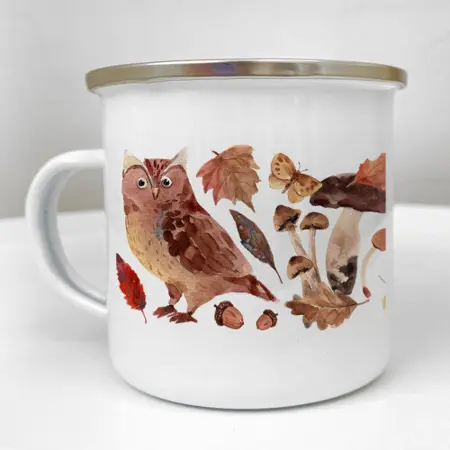 Smaltovaný hrnek Camper Ahoj podzime!