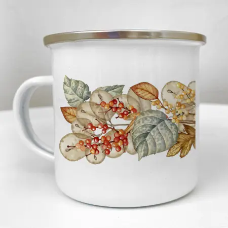 Smaltovaný hrnek Camper Větvička s bobulemi