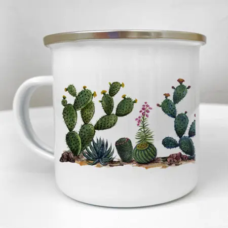 Smaltovaný hrnek Camper  Teplo a kaktusy