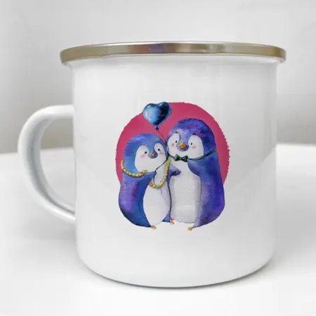 Smaltovaný hrnek Camper Když je jedno srdce rozděleno na dvě části