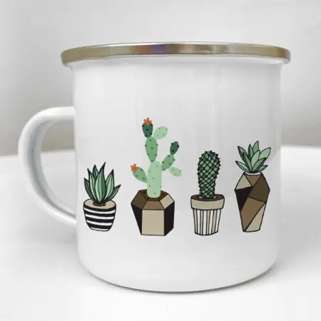 Smaltovaný hrnek Camper Kaktusy