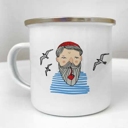 Smaltovaný hrnek Camper  Brave, free and wild like the sea