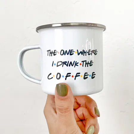 Smaltovaný hrnek Camper  The one where I drink the coffee