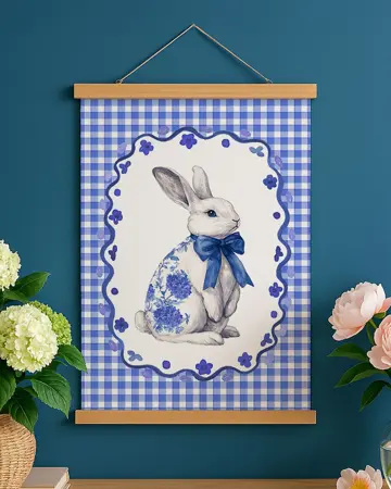 Látkový plakát na zeď Zajíček s mašlí